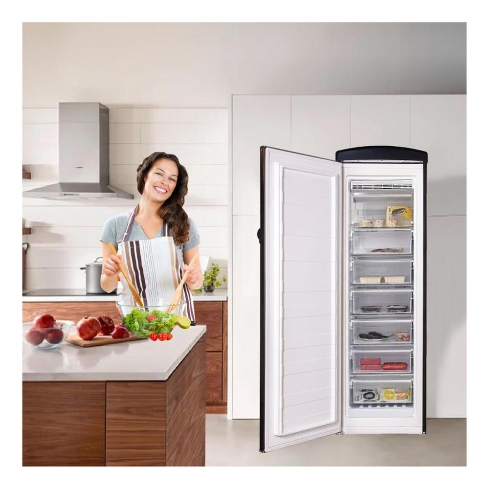 Equator FF830 Conserv Compact 24 inch Freestanding Classic Retro Upright Freezer with 8.3 cu. ft. Capacity, Adjustable Feet, Electronic Temperature Control, Rust Proof Handle
