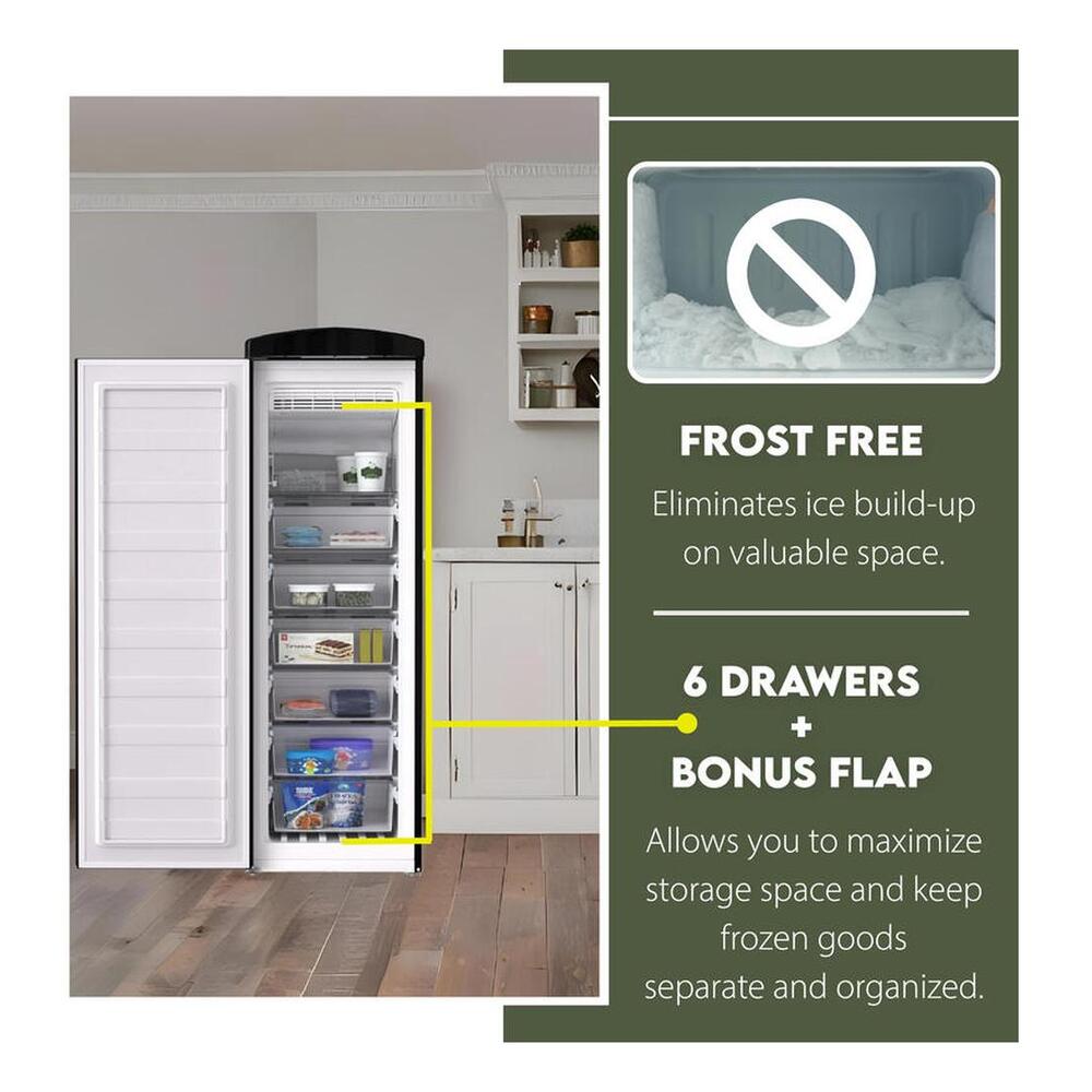 Equator FF830 Conserv Compact 24 inch Freestanding Classic Retro Upright Freezer with 8.3 cu. ft. Capacity, Adjustable Feet, Electronic Temperature Control, Rust Proof Handle