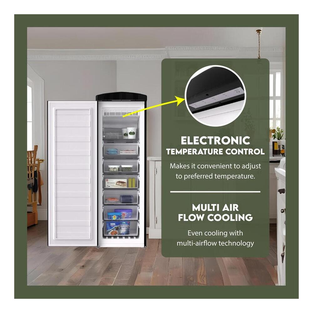 Equator FF830 Conserv Compact 24 inch Freestanding Classic Retro Upright Freezer with 8.3 cu. ft. Capacity, Adjustable Feet, Electronic Temperature Control, Rust Proof Handle