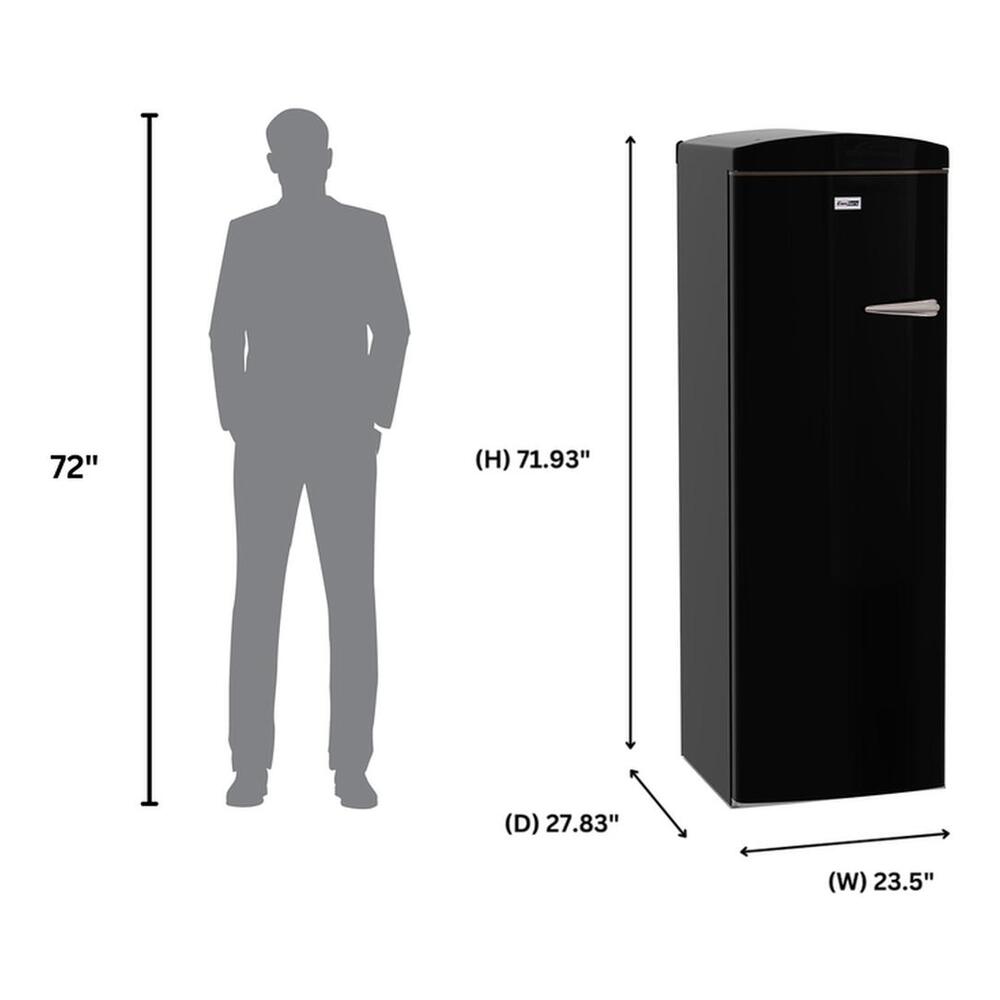Equator FF830 Conserv Compact 24 inch Freestanding Classic Retro Upright Freezer with 8.3 cu. ft. Capacity, Adjustable Feet, Electronic Temperature Control, Rust Proof Handle