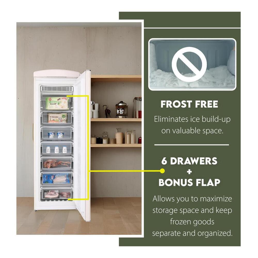 Equator FF830 Conserv Compact 24 inch Freestanding Classic Retro Upright Freezer with 8.3 cu. ft. Capacity, Adjustable Feet, Electronic Temperature Control, Rust Proof Handle