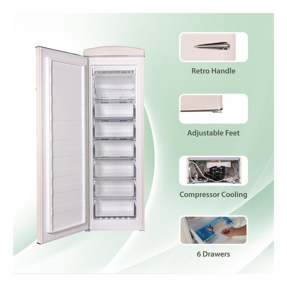 Equator FF830 Conserv Compact 24 inch Freestanding Classic Retro Upright Freezer with 8.3 cu. ft. Capacity, Adjustable Feet, Electronic Temperature Control, Rust Proof Handle