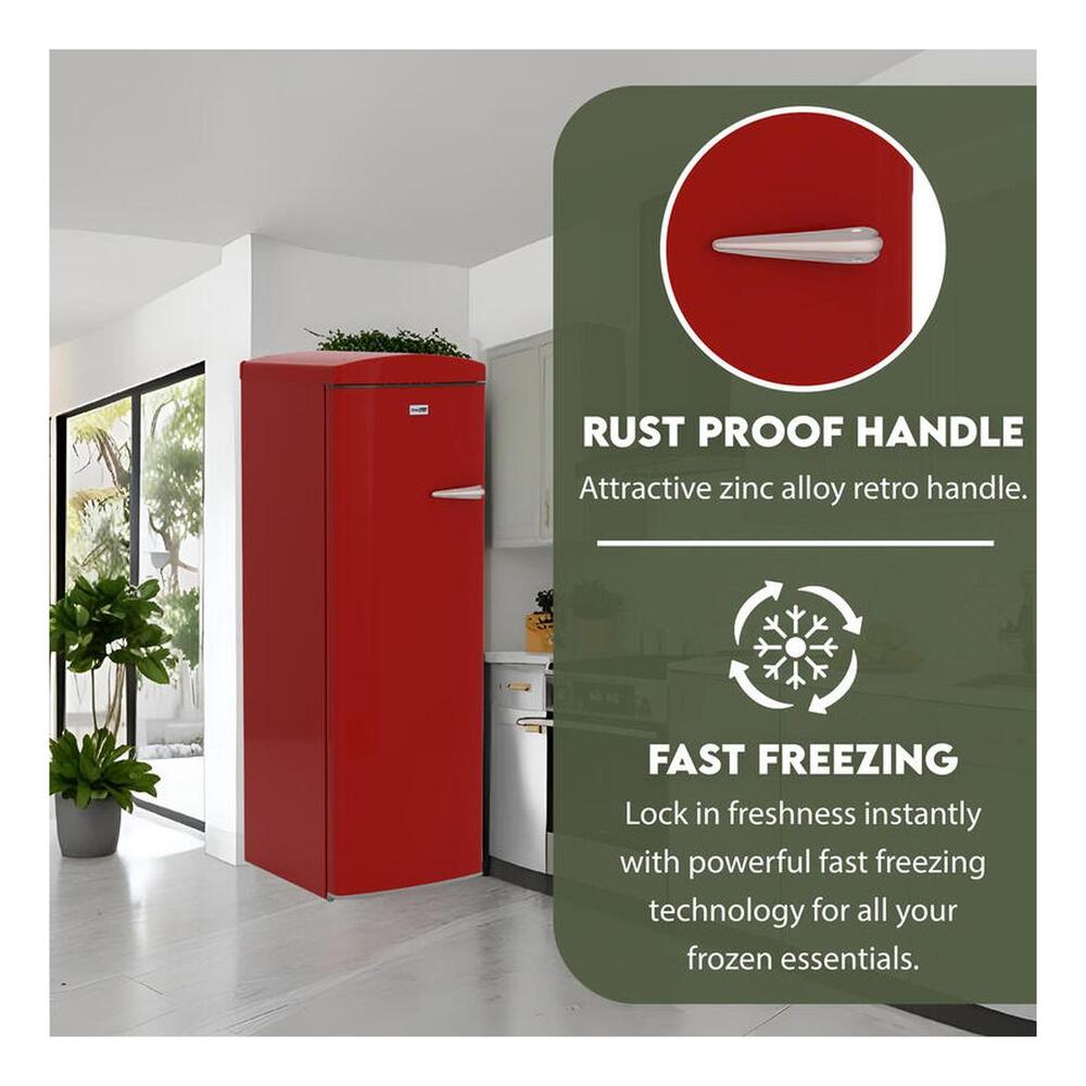 Equator FF830 Conserv Compact 24 inch Freestanding Classic Retro Upright Freezer with 8.3 cu. ft. Capacity, Adjustable Feet, Electronic Temperature Control, Rust Proof Handle