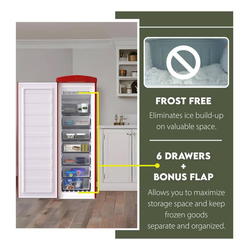 Equator FF830 Conserv Compact 24 inch Freestanding Classic Retro Upright Freezer with 8.3 cu. ft. Capacity, Adjustable Feet, Electronic Temperature Control, Rust Proof Handle