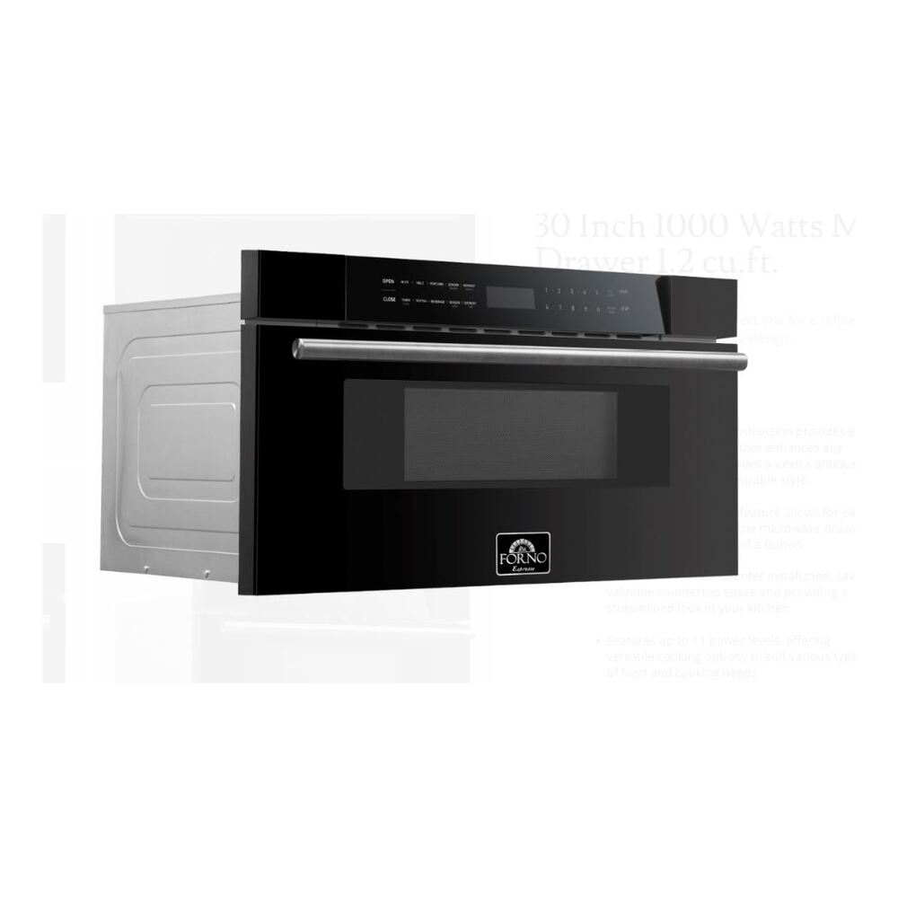 Forno FMWDR3000 30 Inch Built-In Microwave with 1.2 cu. ft. Capacity, 1000 Watts Cooking Power, 11 Power Levels, Safety Lock, LED Interior Lighting