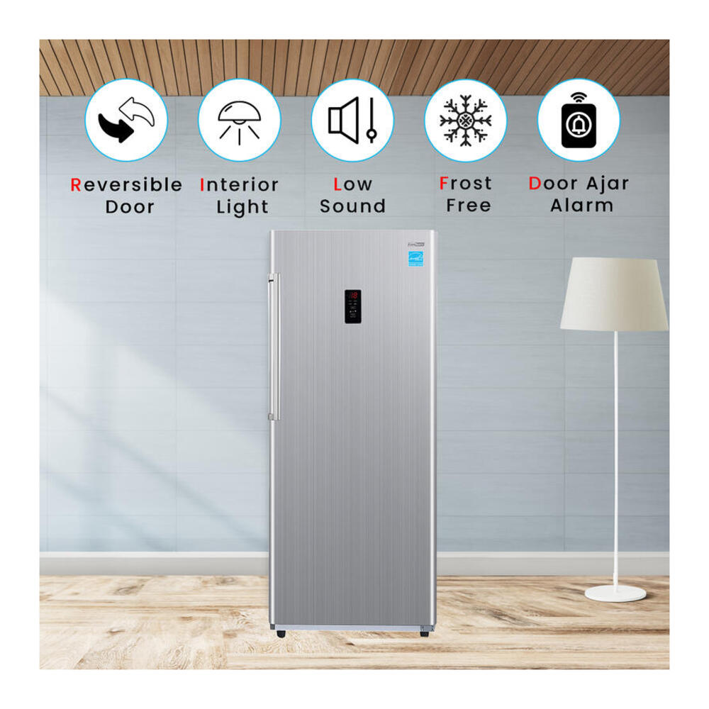 Equator FR1400 Conserv 28 inch Freestanding Upright Freezer with 14 cu. ft. Capacity, Interior LED Light, Digital Door Display, Adjustable Shelves
