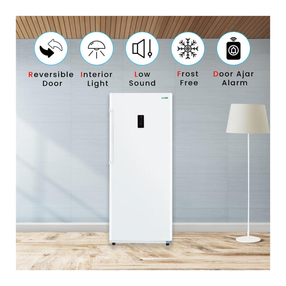 Equator FR1400 Conserv 28 inch Freestanding Upright Freezer with 14 cu. ft. Capacity, Interior LED Light, Digital Door Display, Adjustable Shelves