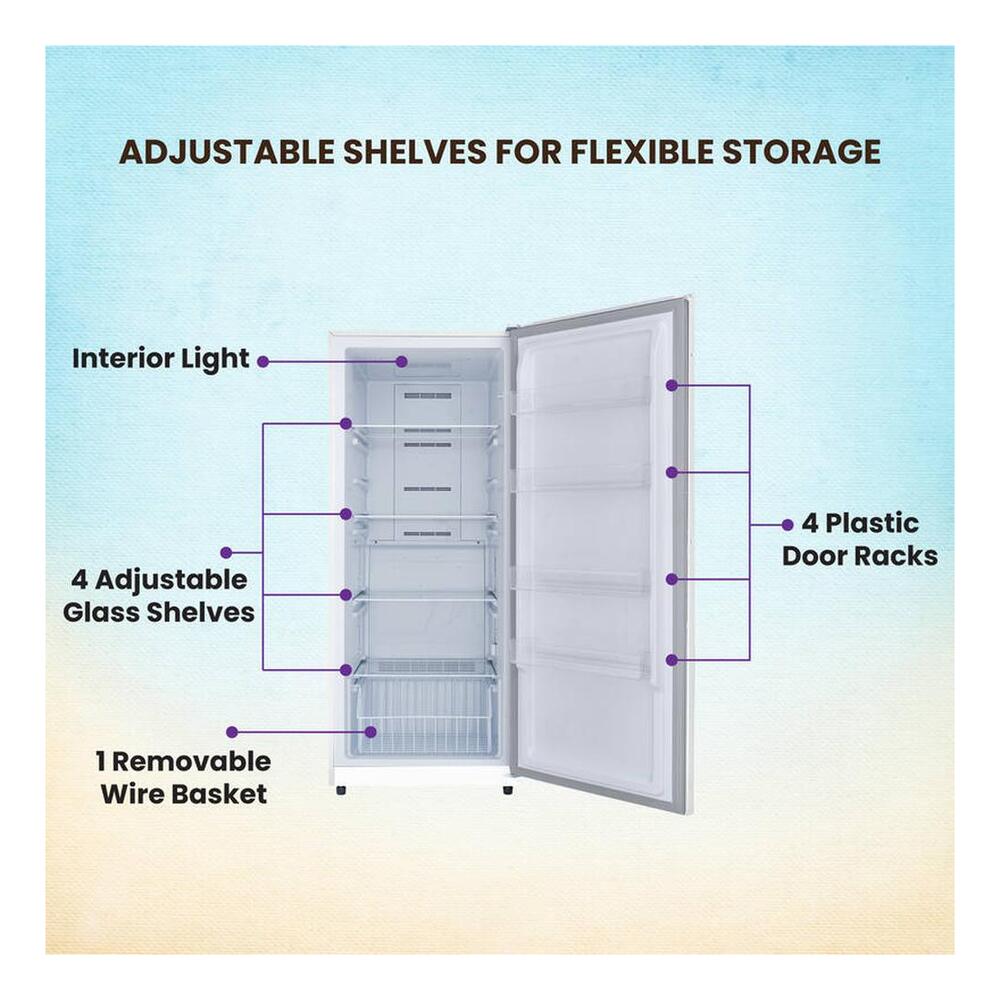 Equator FR1700 Conserv 28 inch Freestanding Upright Freezer with 17 cu. ft. Capacity, Interior LED Light, Digital Door Display, Adjustable Shelves