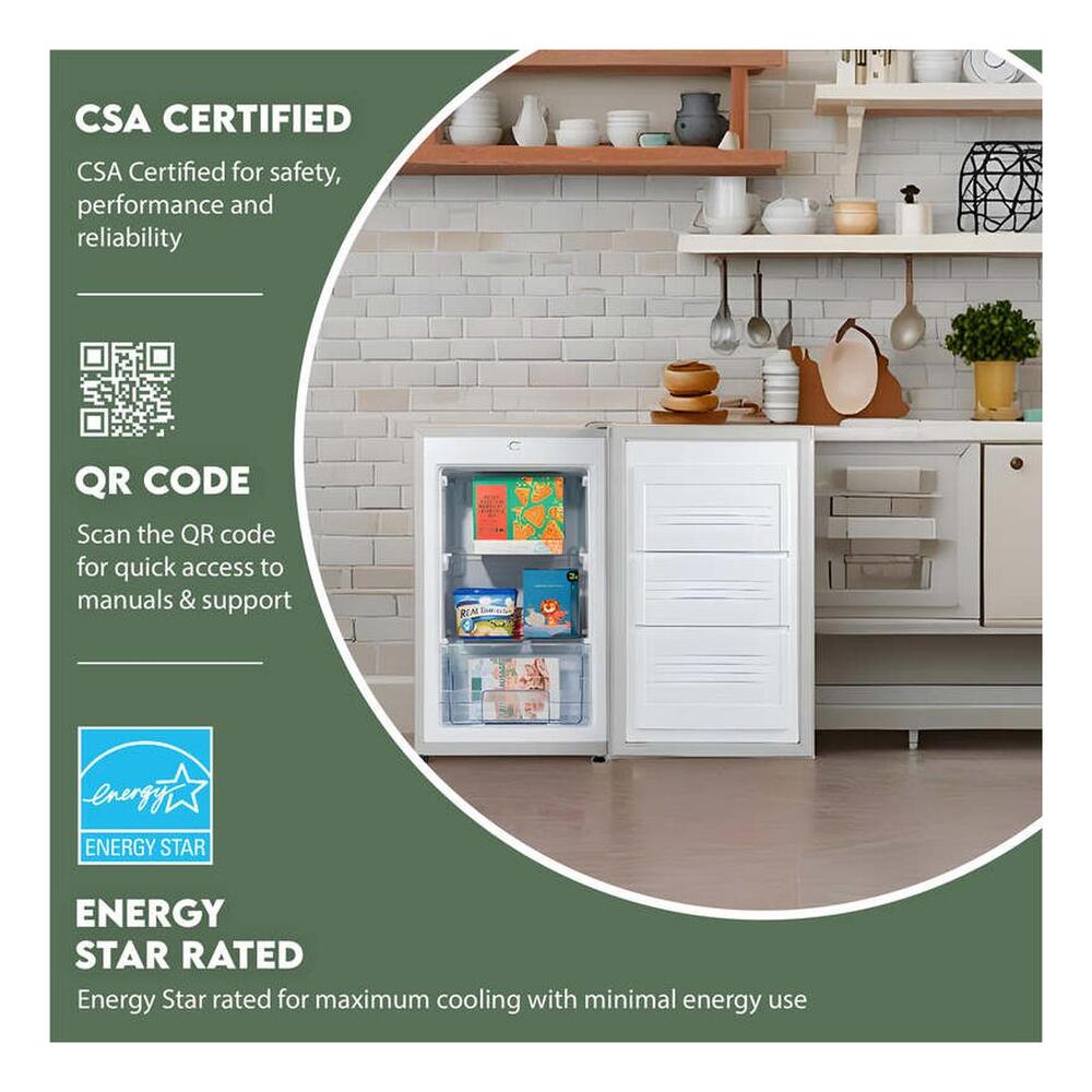 Equator FR300SG 21 inch Freestanding Compact Upright Freezer with 3.1 cu. ft. Capacity, Garage Ready, Fingerprint-Resistant, Temperature Range, in Stainless Steel