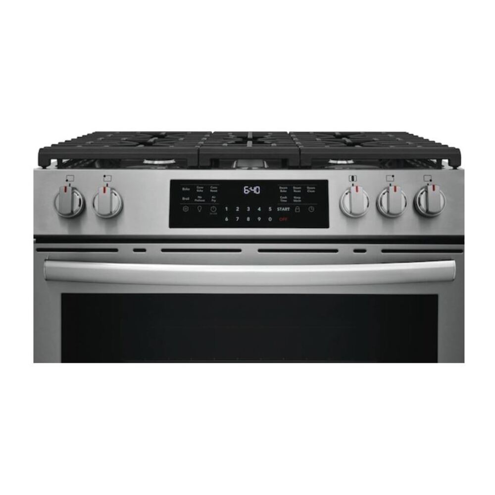 Frigidaire Gallery GCFG3059BF 30 Inch Gas Range with 5 Sealed Burners, 6 cu. ft. Oven Capacity, Air Fry Mode, Total Convection System, Sabbath Mode in Stainless Steel