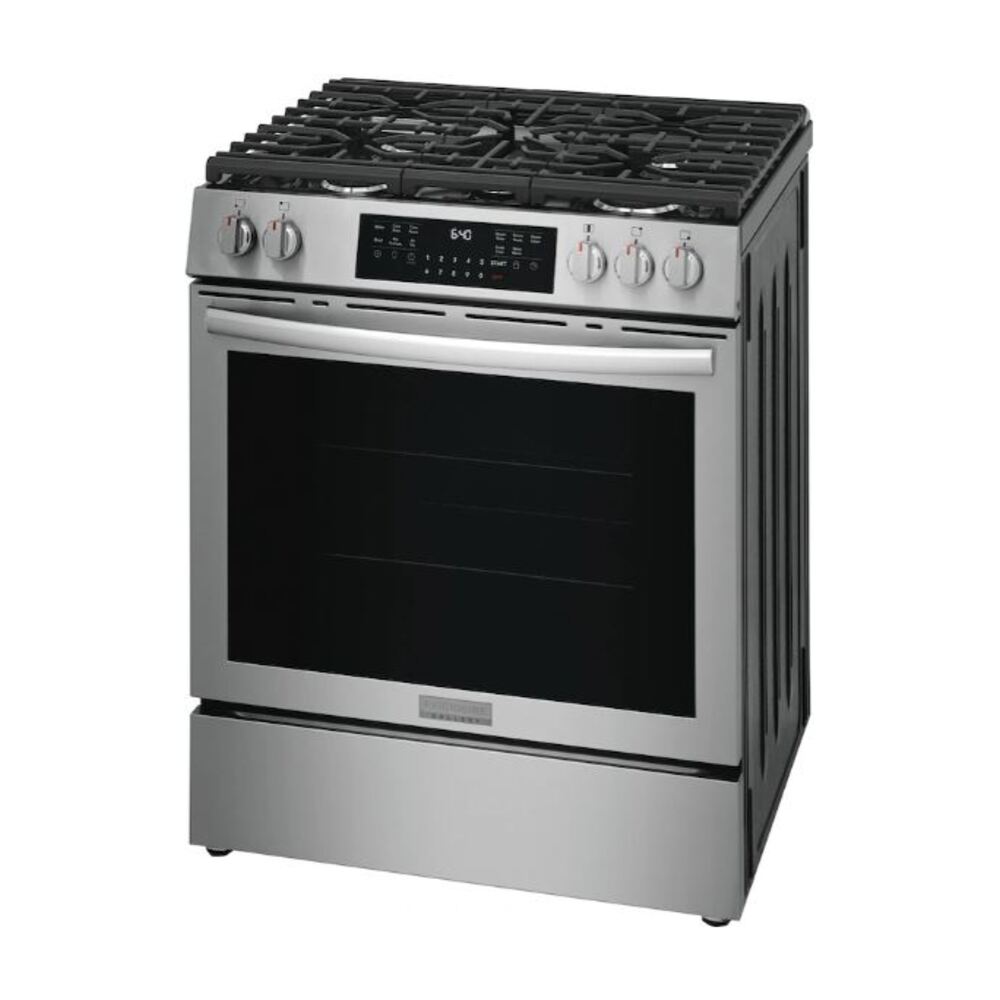 Frigidaire Gallery GCFG3059BF 30 Inch Gas Range with 5 Sealed Burners, 6 cu. ft. Oven Capacity, Air Fry Mode, Total Convection System, Sabbath Mode in Stainless Steel