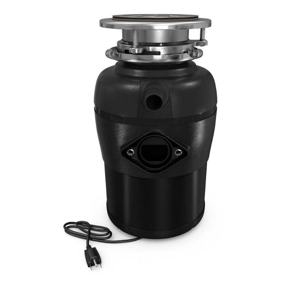 Equator GD075 8 inch Garbage Disposer, Continuous Feed Operation, 2 Stage Grinding System , Removable Water Baffle, in Black