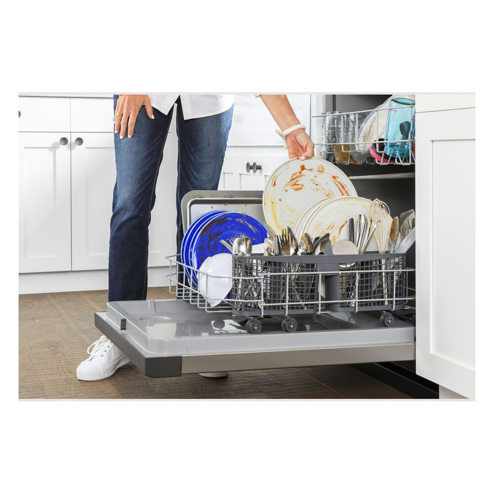 GE GDF450P 24 inch Built in Dishwasher with 12 Place Settings, 3 Wash Cycles, Leak Protection, Child Lock, Tall Tub, Dry Boost