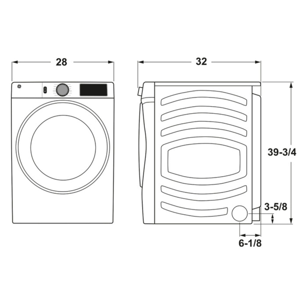 GE-GFD55GSSNWW-Diagram of Smart Front Load Gas Dryer