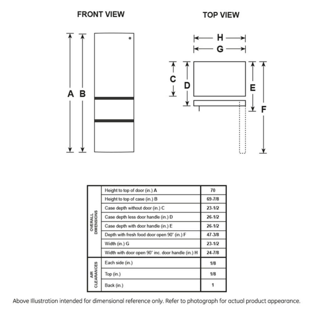 GE-GLE12HSPSS-Dimensional diagram