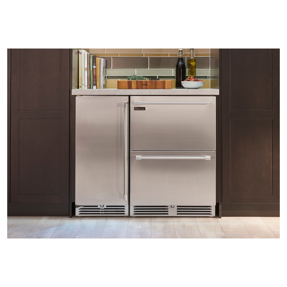 Perlick HP15RS41 Signature 15 inch Indoor Build-in Refrigerator with 2.8 cu. ft. Capacity, LED Display Lighting, Superior Durability, Audible Door Alarm, in Stainless Steel