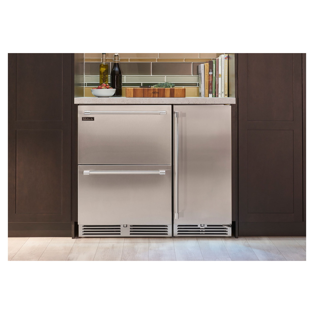 Perlick HP15RS41 Signature 15 inch Indoor Build-in Refrigerator with 2.8 cu. ft. Capacity, LED Display Lighting, Superior Durability, Audible Door Alarm, in Stainless Steel