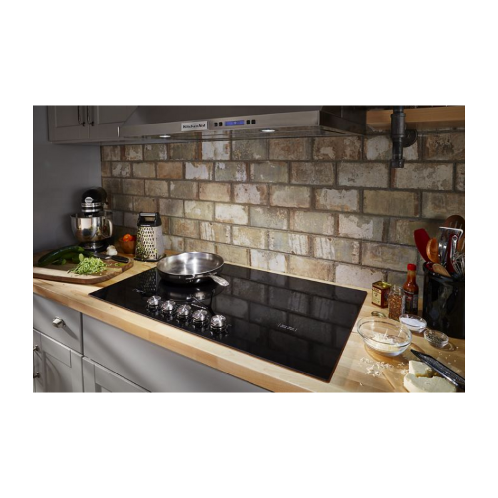 Kitchenaid-KCES556HSS-black glass cooktop