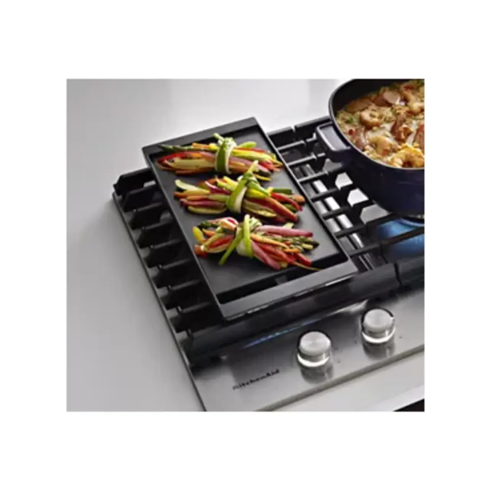 KitchenAid-KCGS956ESS-burner with food items