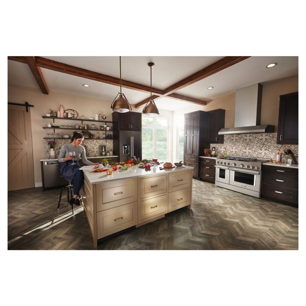KitchenAid-KUDF204KPA-Modern Kitchen Workspace with refrigerator