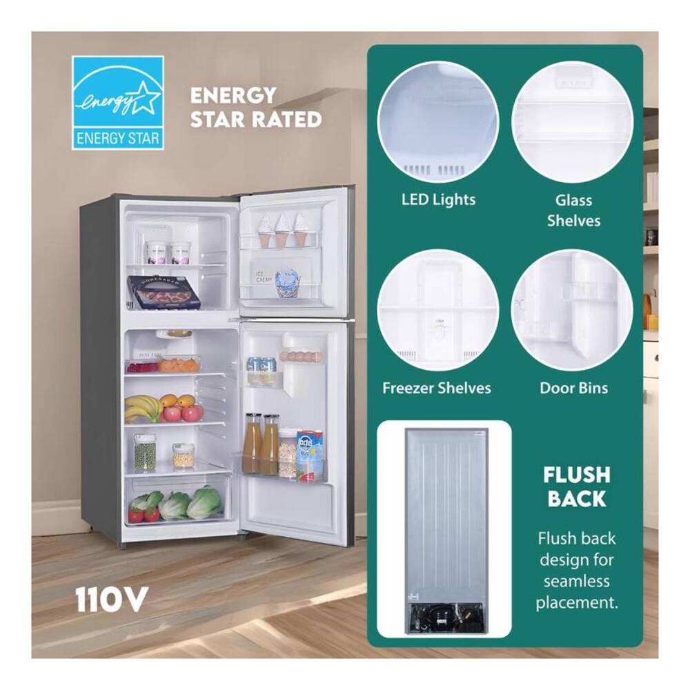 Equator MDRF1010ES Conserv 24 inch Freestanding / Built-in Top Freezer Refrigerator with 10.1 cu.ft Capacity, No Frost, Crisper, Reversible Door, in Stainless Steel