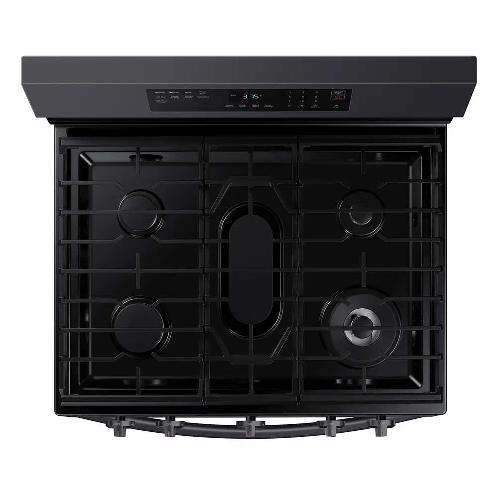 Samsung NX60A6511S 30 inch Smart Freestanding Gas Range with 5 Burners, 6 cu. ft. Oven Capacity, Convection, Removable Non-Stick Griddle, Storage Drawer and Air Fry