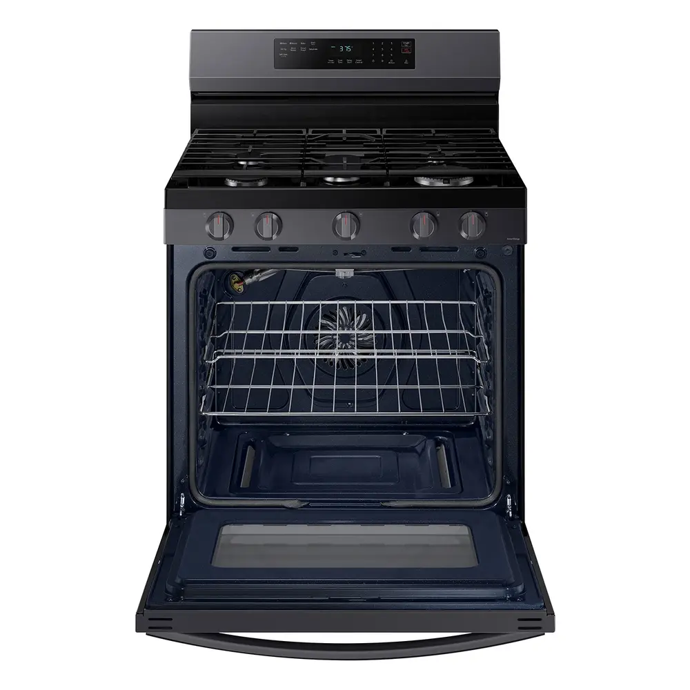 Samsung NX60A6511S 30 inch Smart Freestanding Gas Range with 5 Burners, 6 cu. ft. Oven Capacity, Convection, Removable Non-Stick Griddle, Storage Drawer and Air Fry