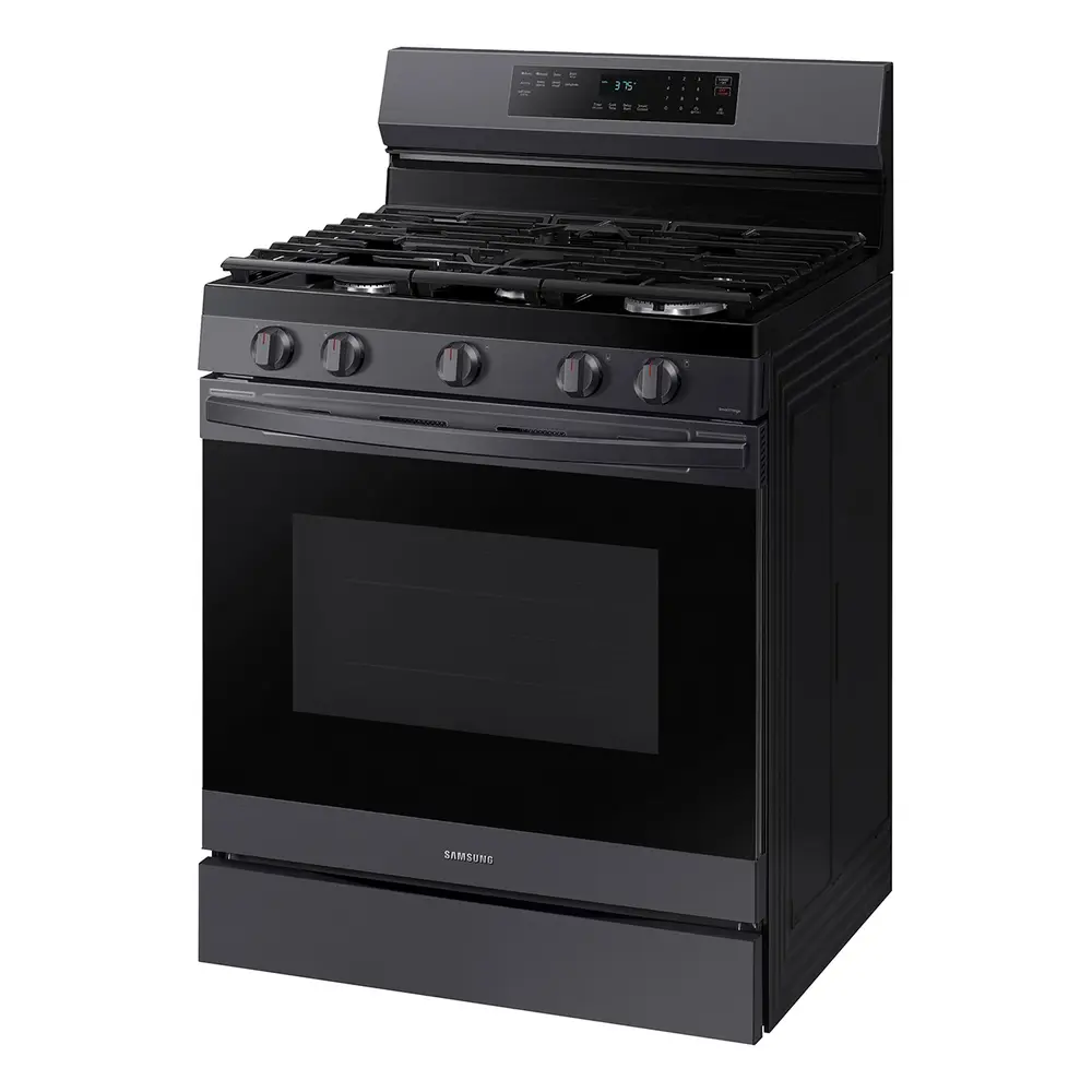 Samsung NX60A6511S 30 inch Smart Freestanding Gas Range with 5 Burners, 6 cu. ft. Oven Capacity, Convection, Removable Non-Stick Griddle, Storage Drawer and Air Fry