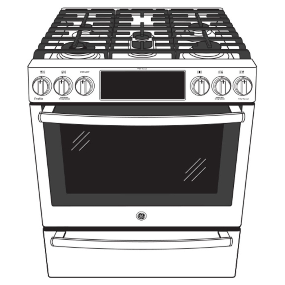 GE-P2S930YPFS-Diagram ofSmart Slide-In Dual Fuel Range with 5 Burners