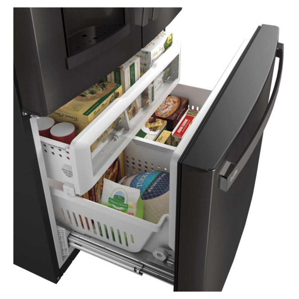 GE-PFE28KBLTS-French Door Refrigerator with Pull-Out Freezer Drawer