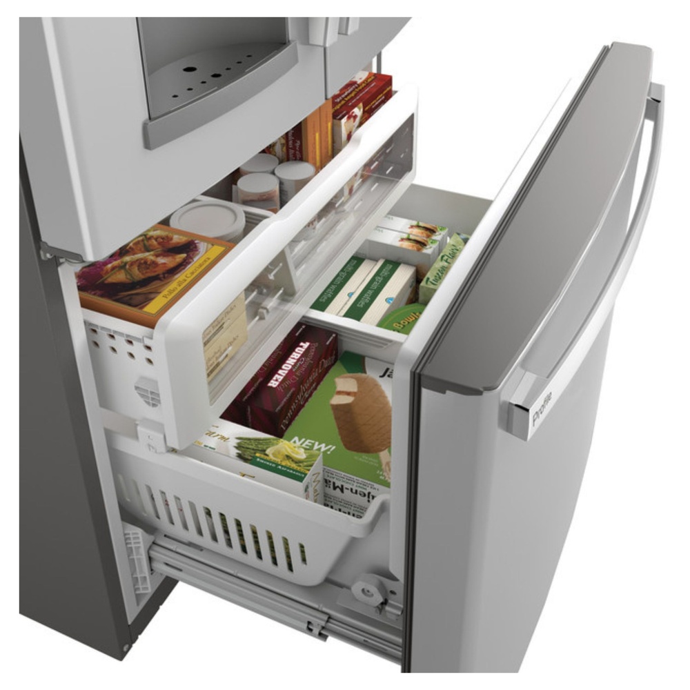 GE-PFE28KYNFS-French Door Refrigerator with Pull-Out Freezer Drawer