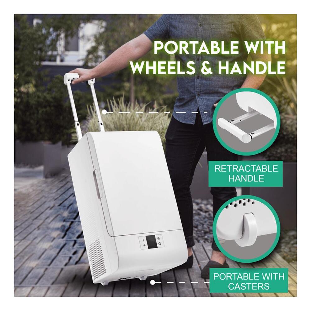 Equator PFF07IC 23 inch Rolling Fridge-Freezer Portable Casters Retractable Handle, with 0.7 cu. ft. Capacity, Compressor Cooling, Digital Display, Temperature Control, Including Cover, in White