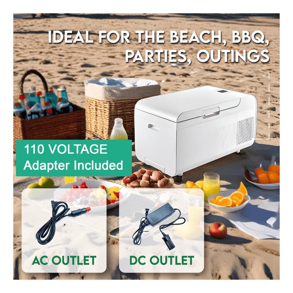 Equator PFF07IC 23 inch Rolling Fridge-Freezer Portable Casters Retractable Handle, with 0.7 cu. ft. Capacity, Compressor Cooling, Digital Display, Temperature Control, Including Cover, in White