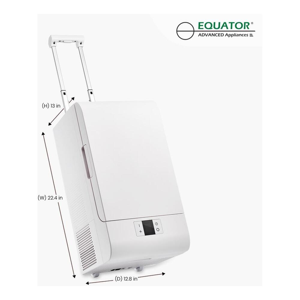 Equator PFF07 23 inch Rolling Fridge-Freezer Portable Casters Retractable Handle, with 0.7 cu. ft. Capacity, Compressor Cooling, Digital Display, Temperature Control, in White