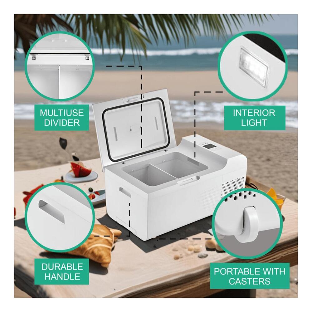 Equator PFF07 23 inch Rolling Fridge-Freezer Portable Casters Retractable Handle, with 0.7 cu. ft. Capacity, Compressor Cooling, Digital Display, Temperature Control, in White