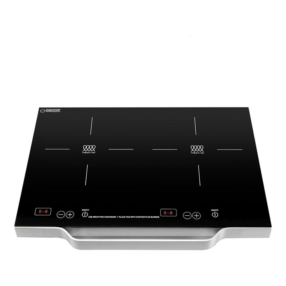 Equator PIC200N 21" Portable Induction Cooktop with 2 Elements, Dual Burners, Touch Controls, 6 Heat Levels, in Black