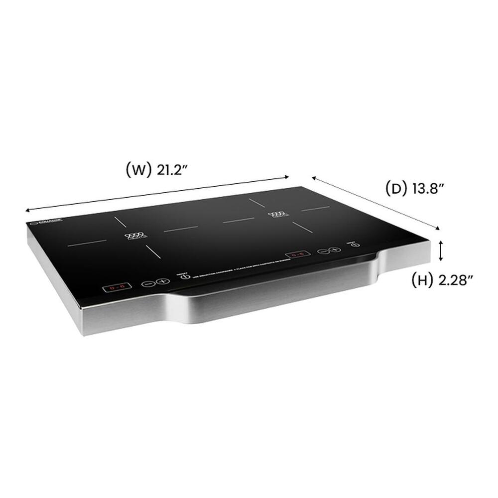 Equator PIC200N 21" Portable Induction Cooktop with 2 Elements, Dual Burners, Touch Controls, 6 Heat Levels, in Black