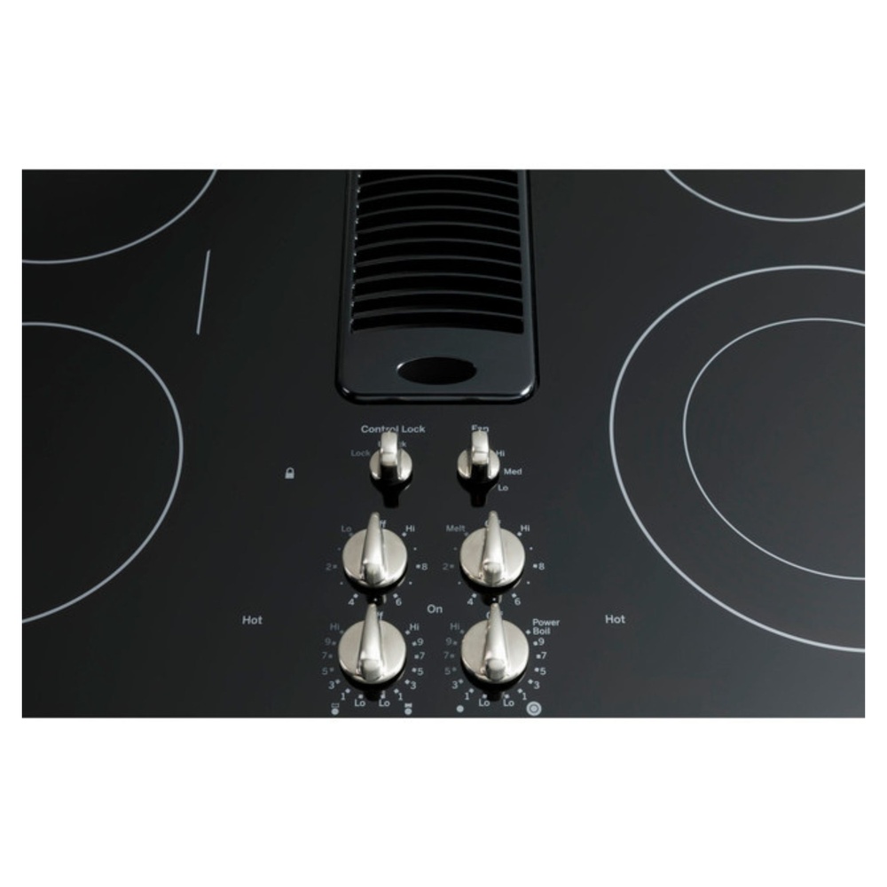 GE-PP9830SRSS-Knob controls with black glass surface