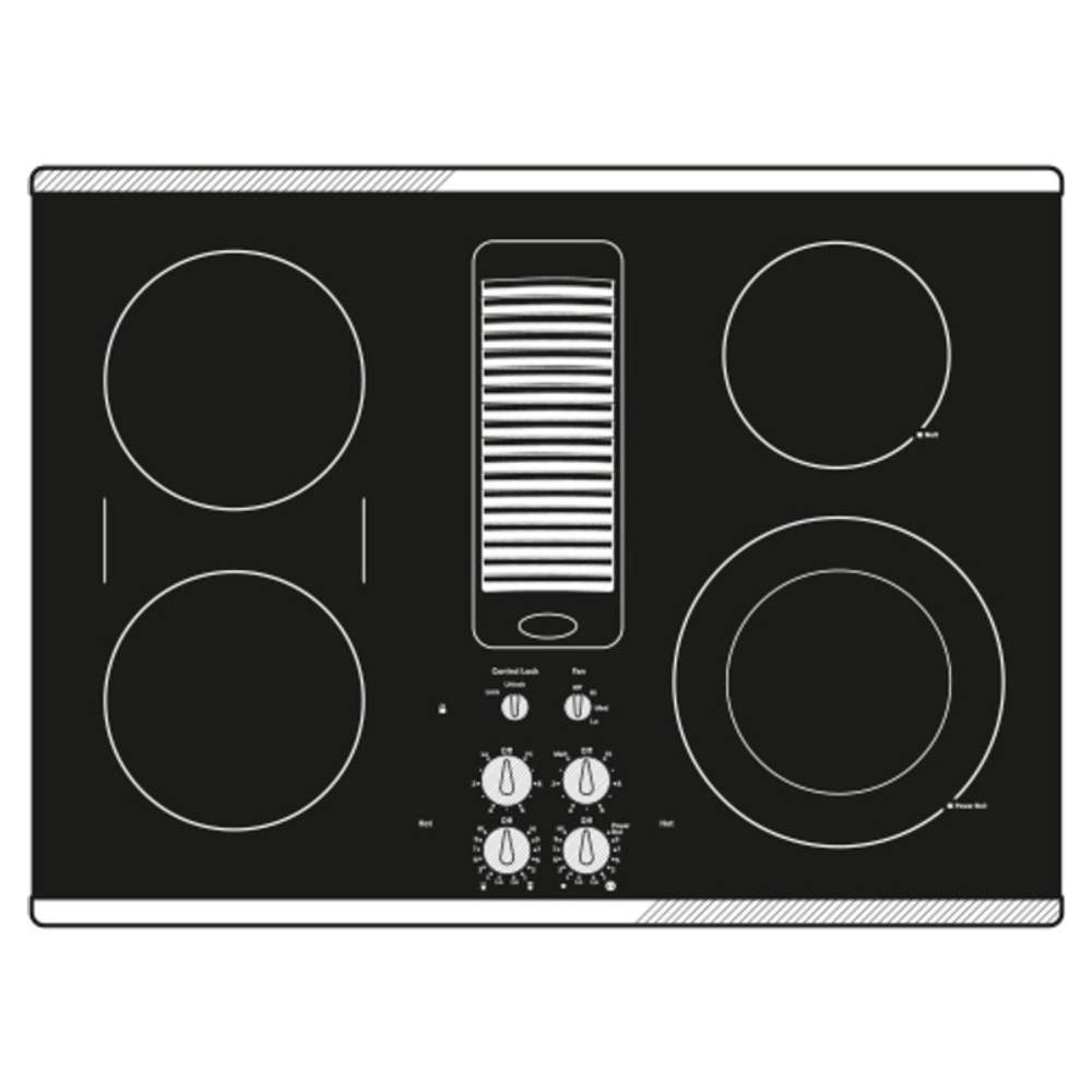 GE-PP9830SRSS-Diagram of30" Downdraft Electric Cooktop