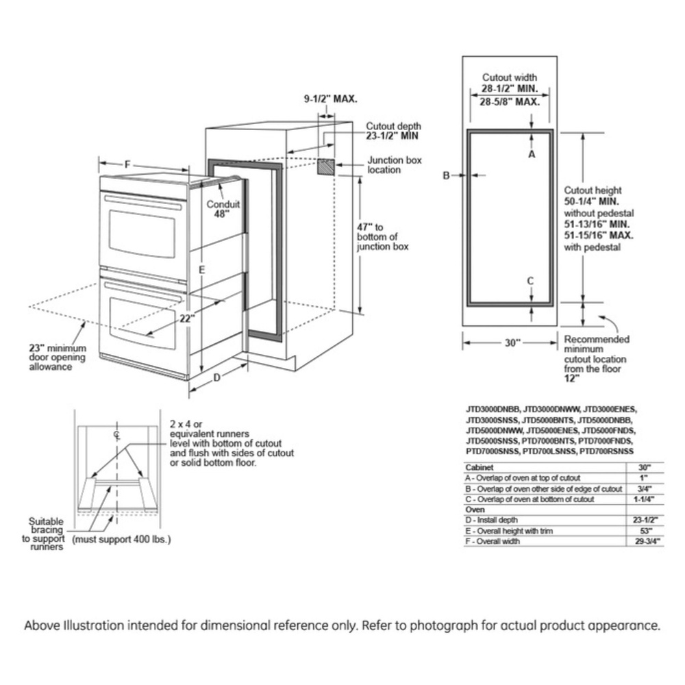 GE-PTD7000SNSS-Dimensional