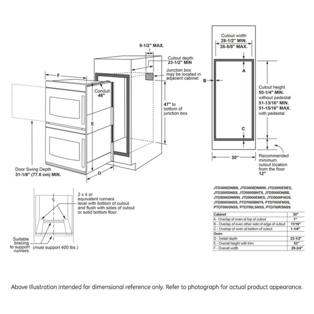 GE-PTD700LSNSS-Dimensional