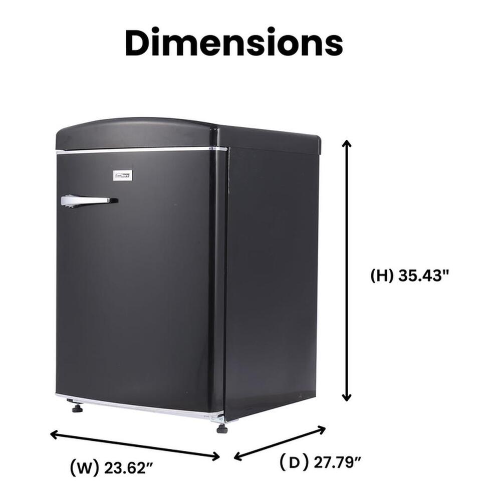 Equator CRCRF320B Conserv Compact 24 inch Retro Bottom Mount Refrigerator with 11 cu. ft. Capacity, Fast Freezing, Interior LED Light, Retro Handles, in Black