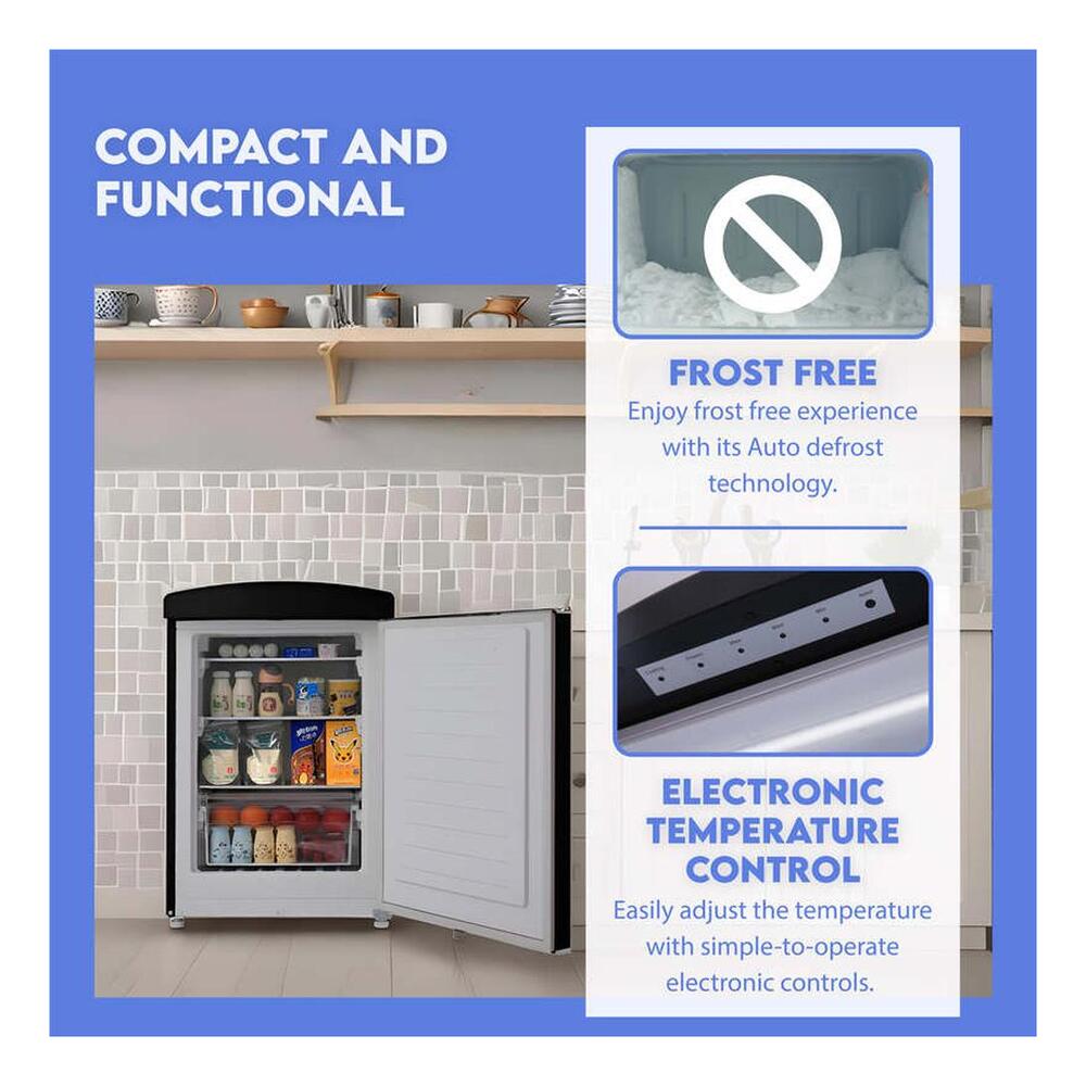 Equator CRCRF320B Conserv Compact 24 inch Retro Bottom Mount Refrigerator with 11 cu. ft. Capacity, Fast Freezing, Interior LED Light, Retro Handles, in Black