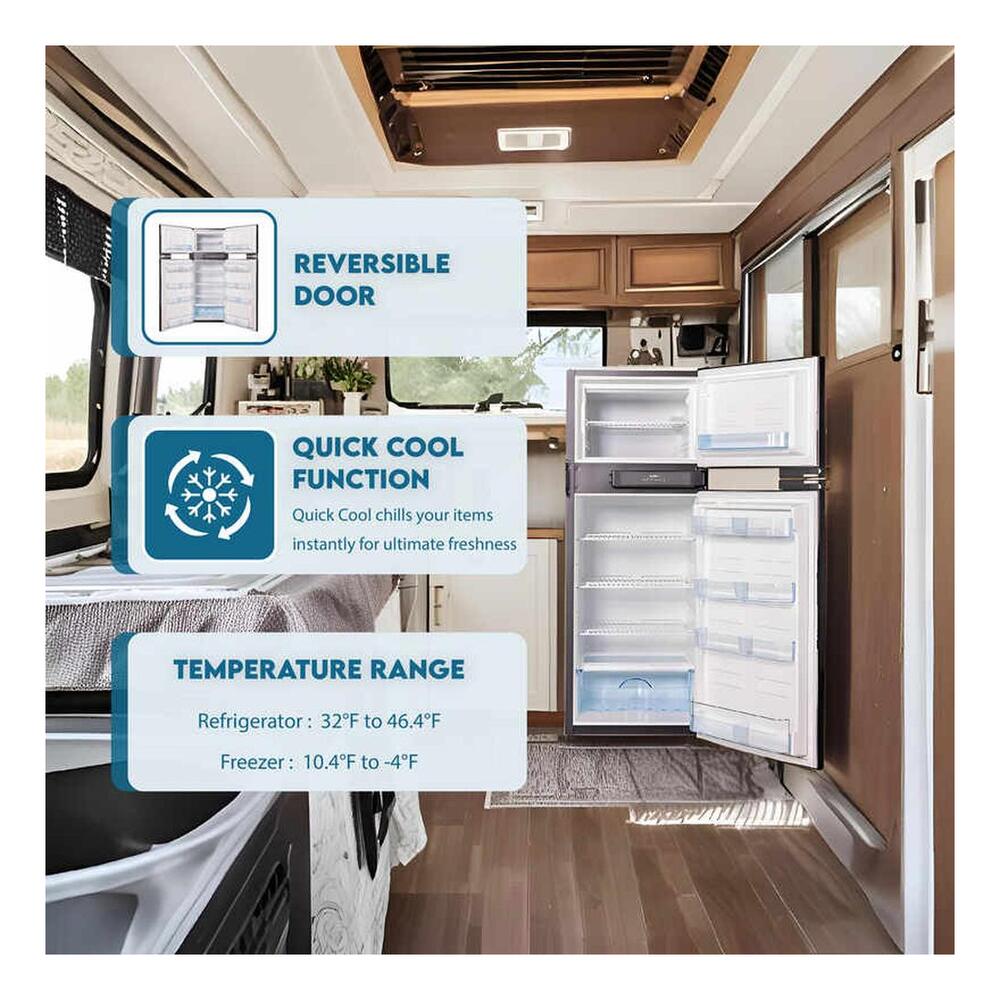 Equator RF1012DC Conserv 23 inch Built-in or Freestanding Top-Freezer Refrigerator with 10 cu. ft. Capacity, Crisper, Interior LED Light, Eco Mode, in Stainless Steel