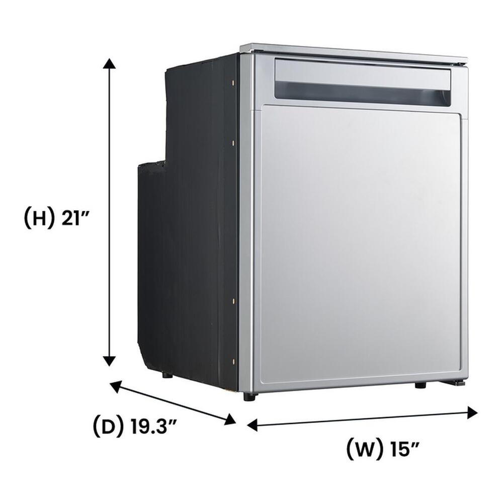 Equator RF1216 15 inch Compact RV-Marine-Offgrid Convertible Refrigerator-Freezer with 1.61 cu. ft. Capacity, Low Voltage Protection, Digital / Mechanical Controls, DC adapter, in Stainless Steel