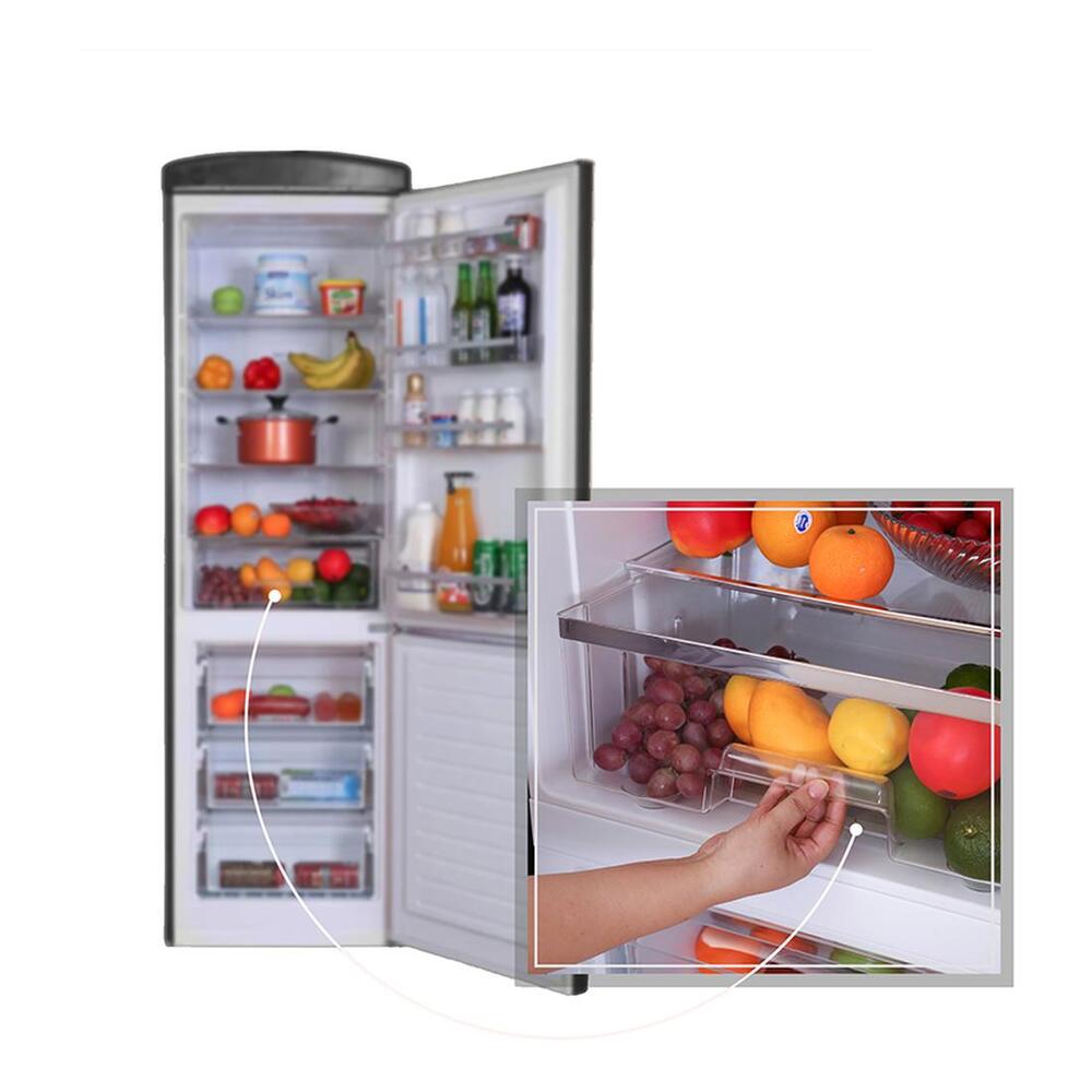 Equator RF132 Conserv Compact 24 inch Freestanding Retro Bottom Mount Refrigerator with 11 cu. ft. Capacity, Fast Freezing, Interior LED Light, Retro Handles