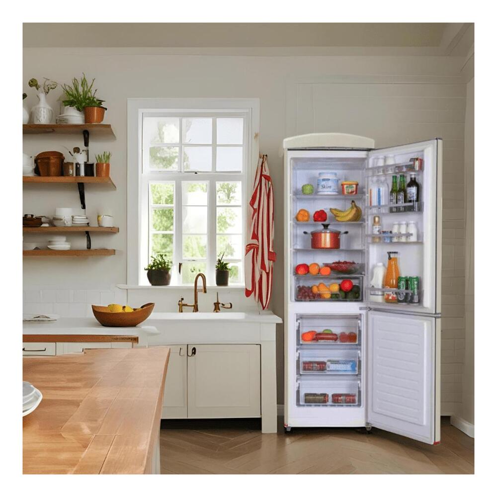 Equator RF132 Conserv Compact 24 inch Freestanding Retro Bottom Mount Refrigerator with 11 cu. ft. Capacity, Fast Freezing, Interior LED Light, Retro Handles