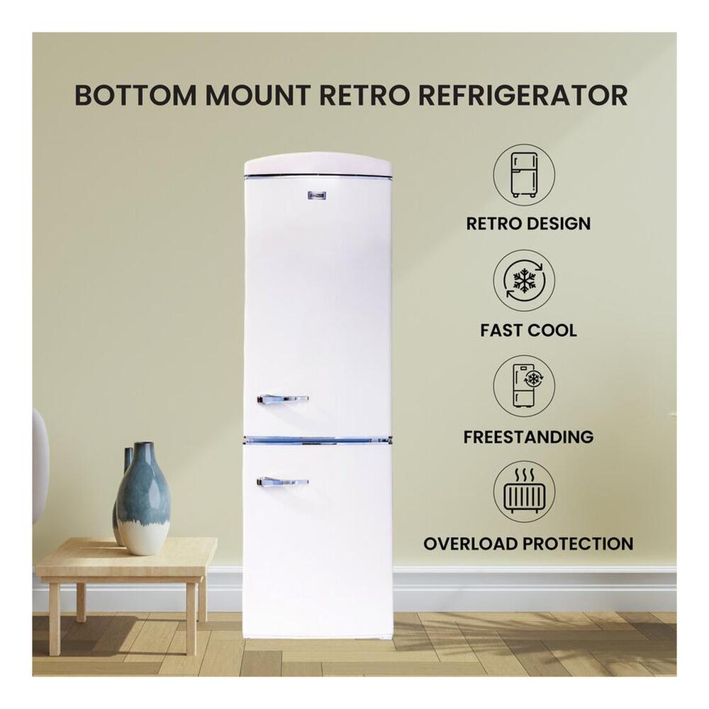 Equator RF132 Conserv Compact 24 inch Freestanding Retro Bottom Mount Refrigerator with 11 cu. ft. Capacity, Fast Freezing, Interior LED Light, Retro Handles