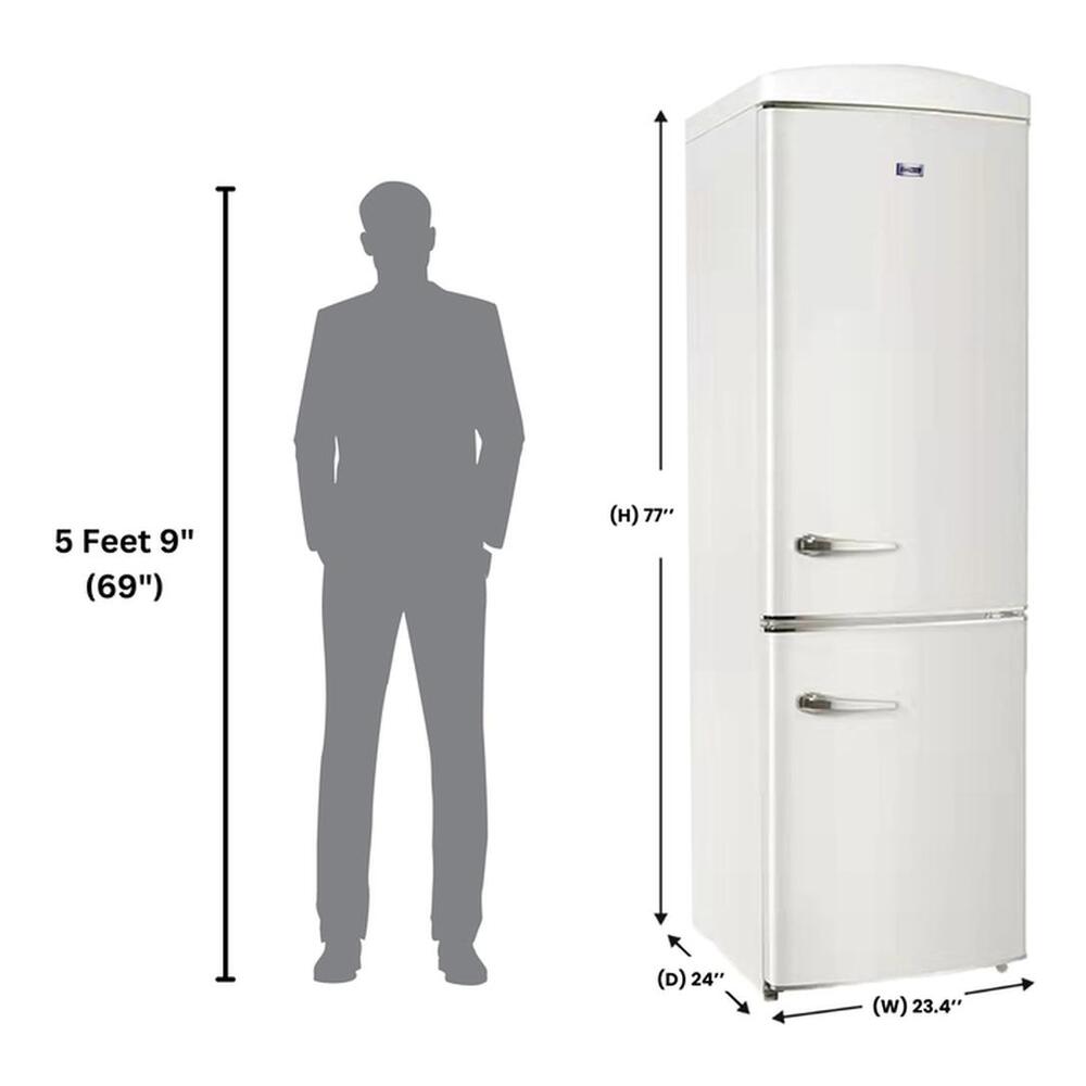 Equator RF132 Conserv Compact 24 inch Freestanding Retro Bottom Mount Refrigerator with 11 cu. ft. Capacity, Fast Freezing, Interior LED Light, Retro Handles