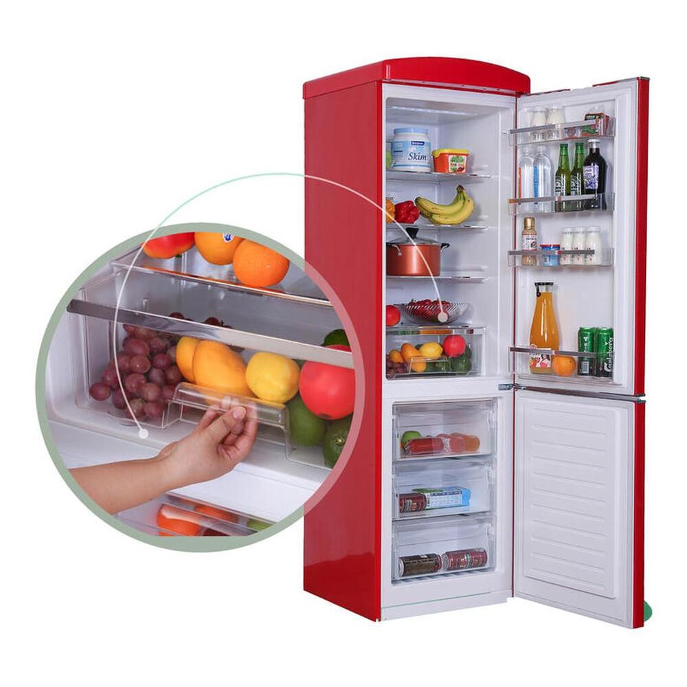 Equator RF132 Conserv Compact 24 inch Freestanding Retro Bottom Mount Refrigerator with 11 cu. ft. Capacity, Fast Freezing, Interior LED Light, Retro Handles
